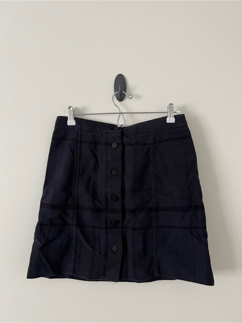LOFT Navy Button-Front Mini Skirt